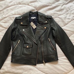 Barneys NY leather jacket - Barney’s NY - blue leather - never worn, tag on